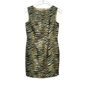 SpencerJeremy 100% silk sheath dress, zebra print 8P